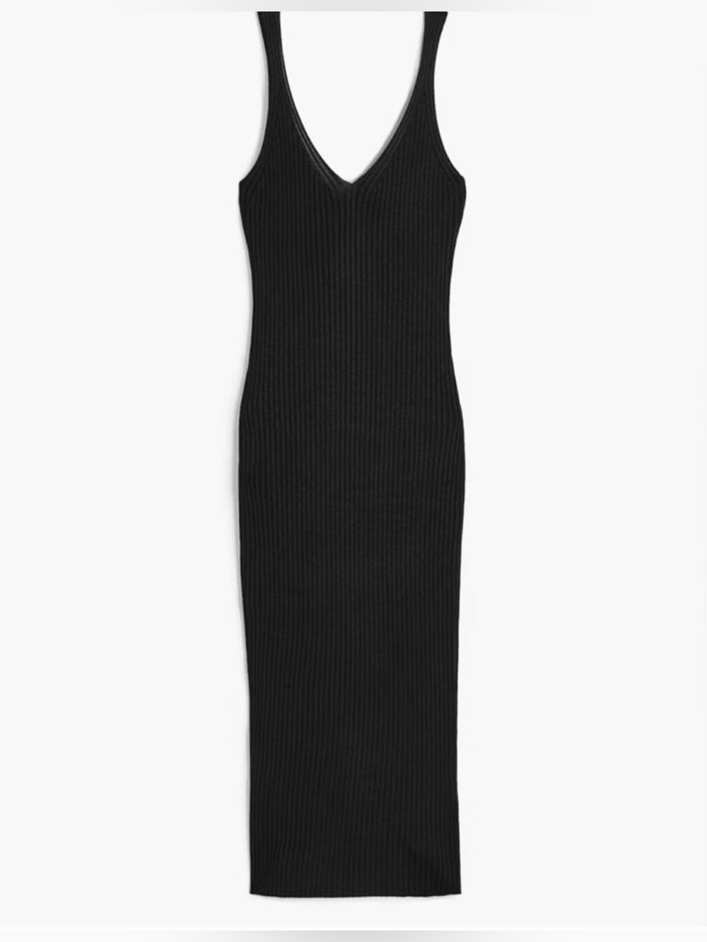 H&M Black Ribbed Knit Midi Dress